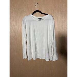 Eileen Fisher White Long Sleeve Tunic Top XL Womens Tencel Lyocell Blend